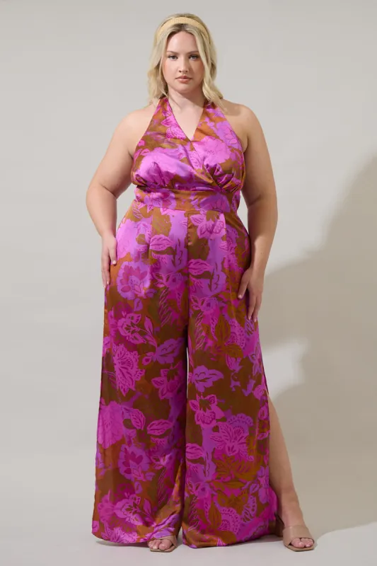 Lorian Floral Magic Moment Halter Jumpsuit Curve sold by Sugarlips