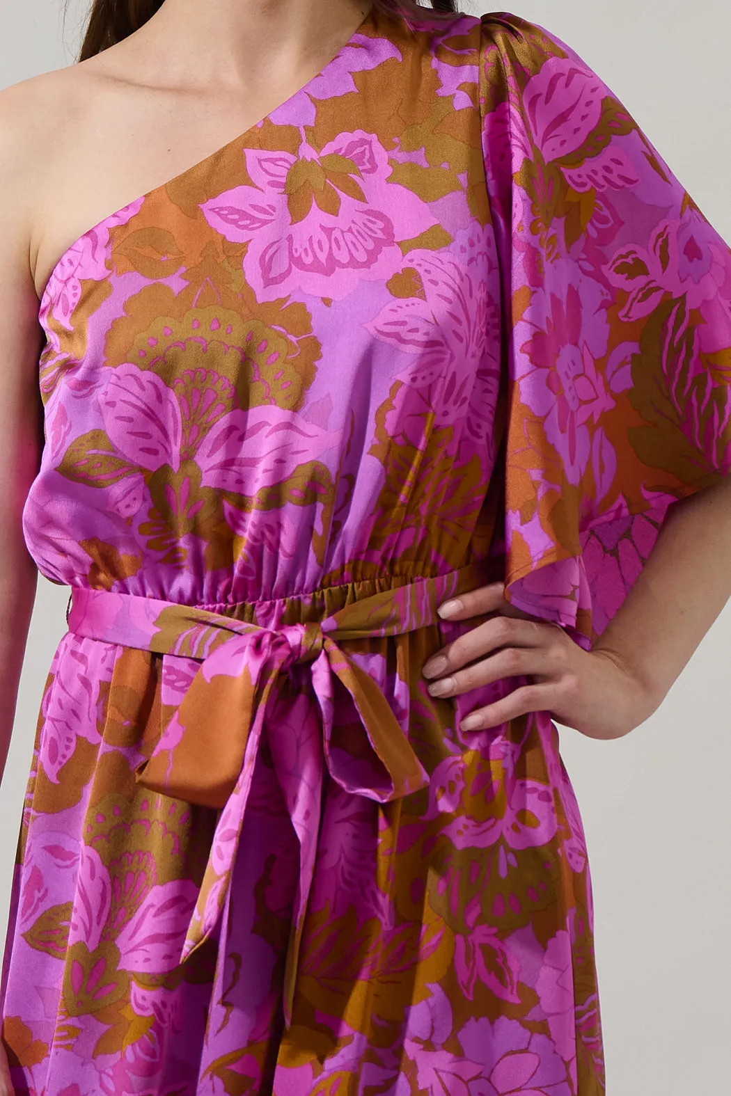 Lorian Floral Meara One Shoulder Satin Maxi Dress sold by Sugarlips product image thumbnail 5