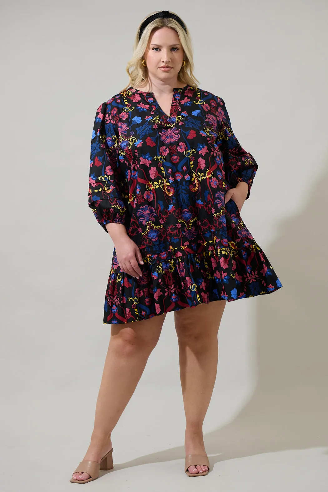 Palmero Midnight Velma Ruffle Shift Dress Curve sold by Sugarlips product image thumbnail 4