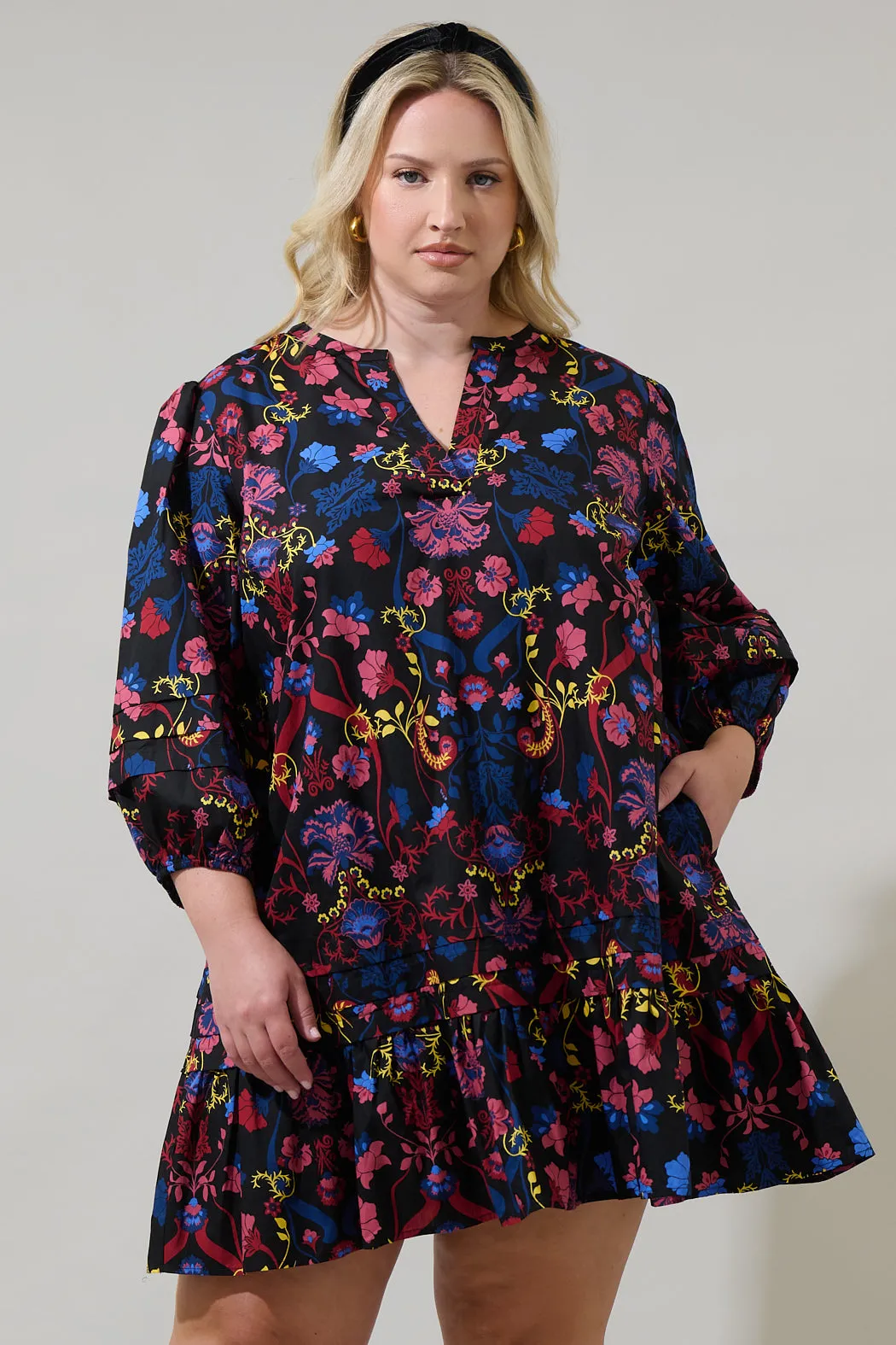 Palmero Midnight Velma Ruffle Shift Dress Curve sold by Sugarlips