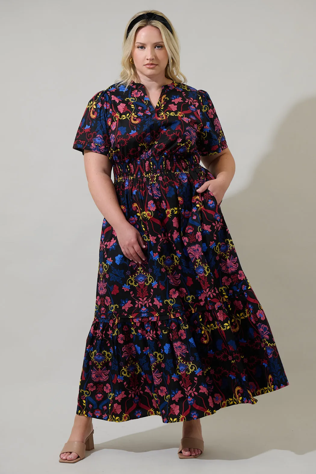 Palmero Midnight Belraj Poplin Maxi Dress Curve sold by Sugarlips