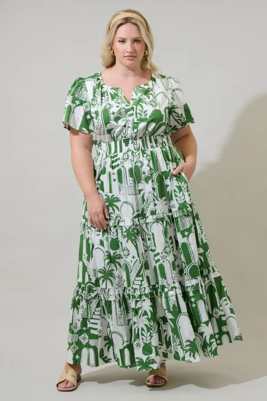Nala City Palmer Poplin Tiered Maxi Dress Curve sold by Sugarlips