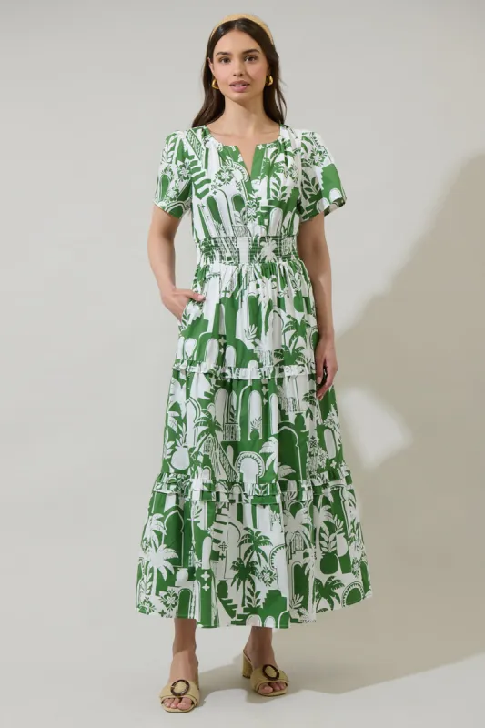 Nala City Palmer Poplin Tiered Maxi Dress sold by Sugarlips