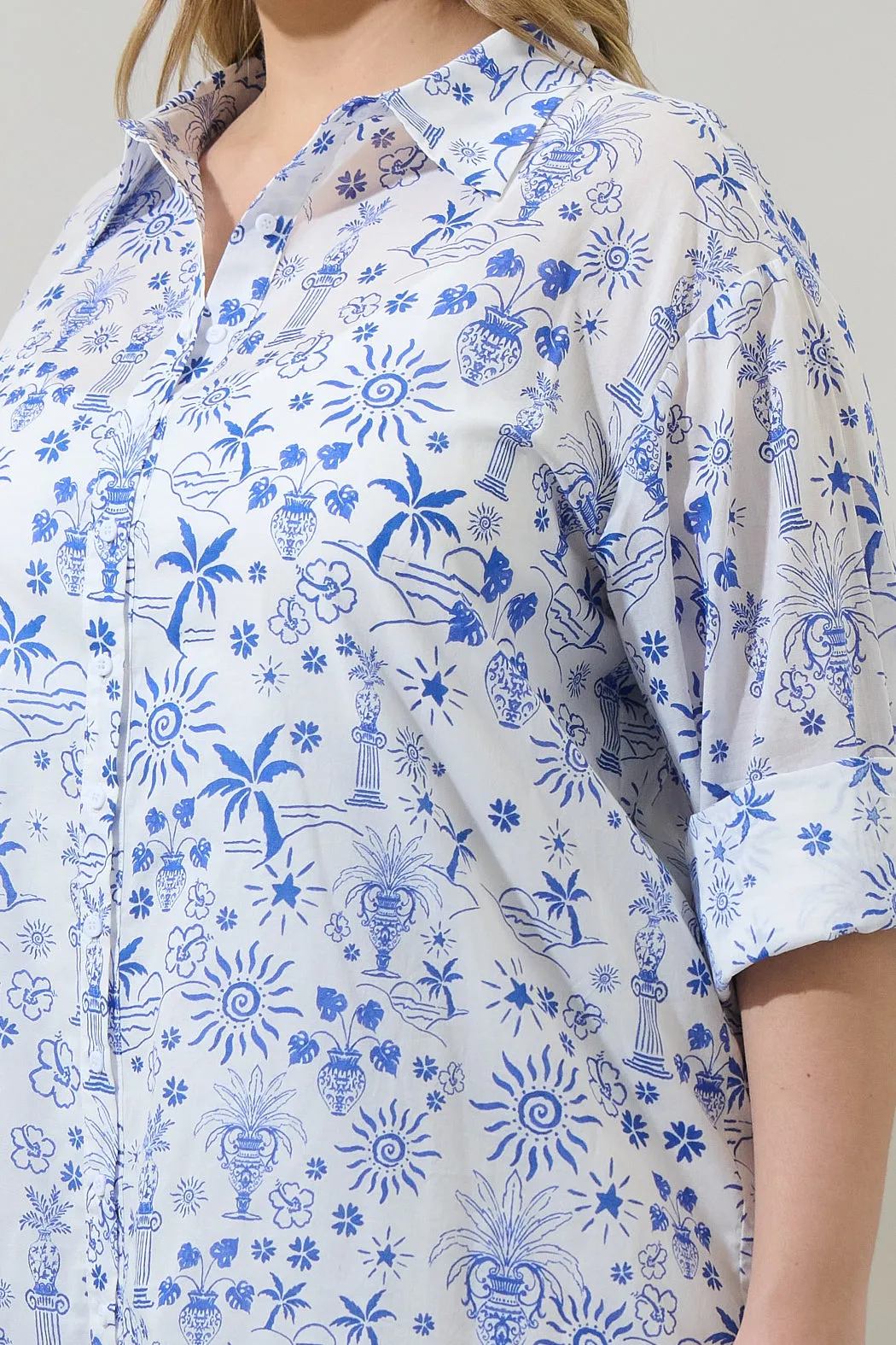 Azul Tropics Luba Oversized Shirt Mini Dress Curve sold by Sugarlips product image thumbnail 5