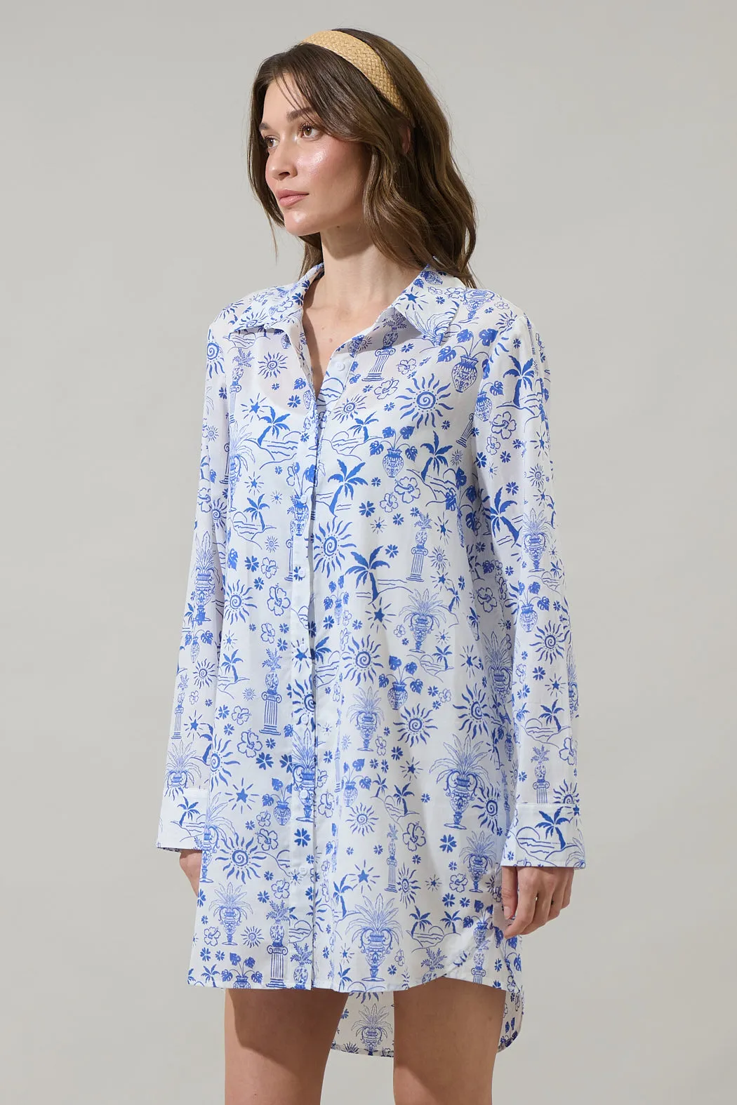 Azul Tropics Luba Oversized Shirt Mini Dress sold by Sugarlips product image thumbnail 3