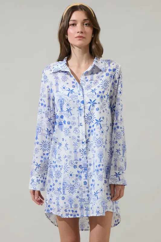 Azul Tropics Luba Oversized Shirt Mini Dress sold by Sugarlips