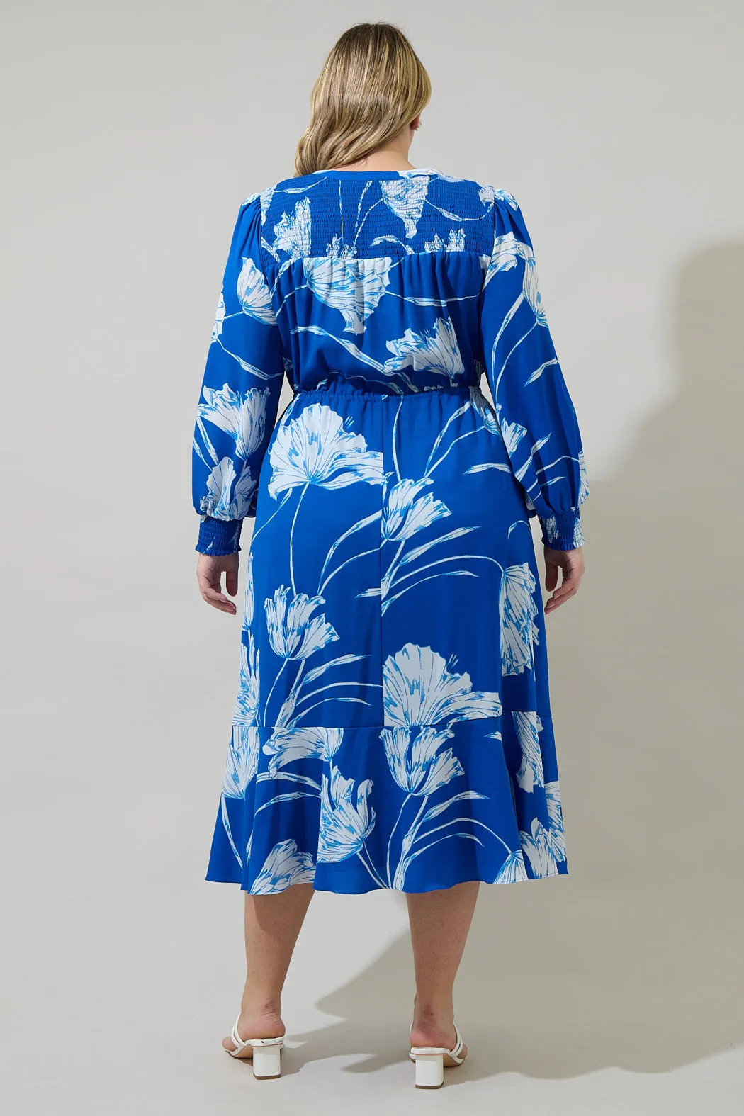 Amanlia Floral Keila Smocked Midi Dress Curve sold by Sugarlips product image thumbnail 2