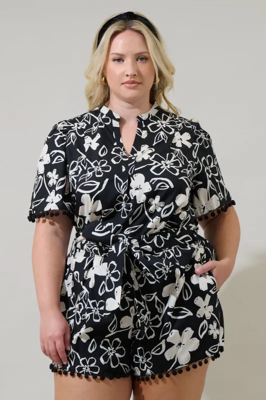 Kianza Floral Yulia Split Neck Poplin Top Curve sold by Sugarlips