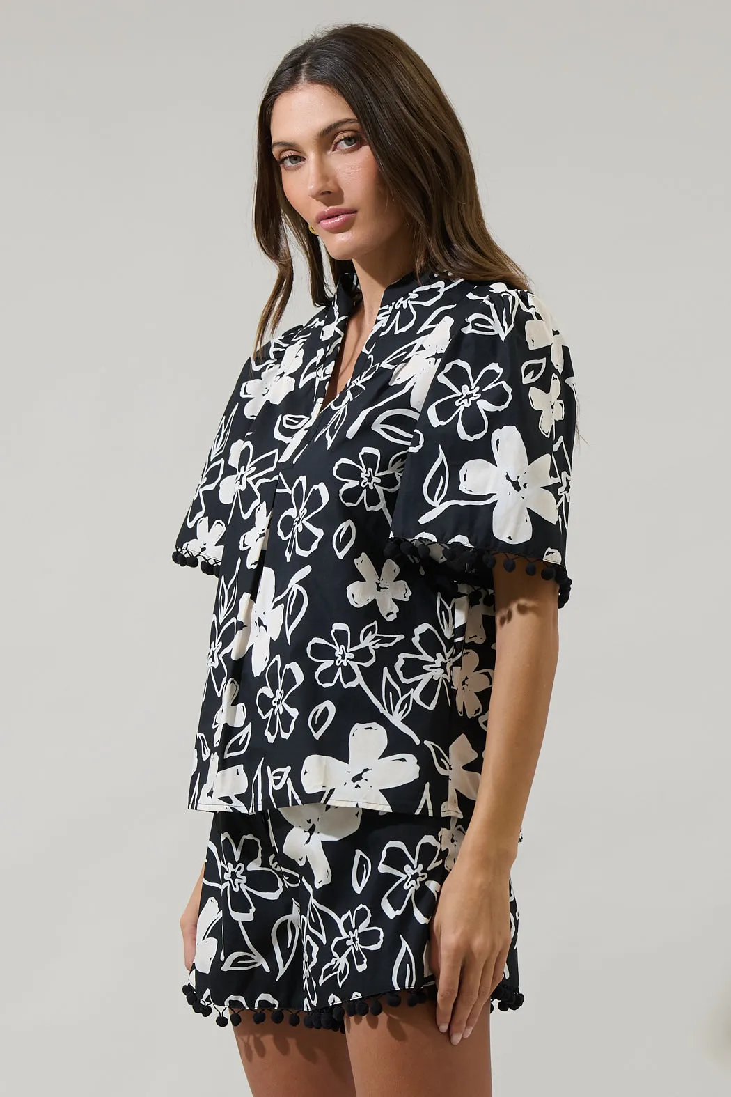 Kianza Floral Yulia Split Neck Poplin Top sold by Sugarlips product image thumbnail 3