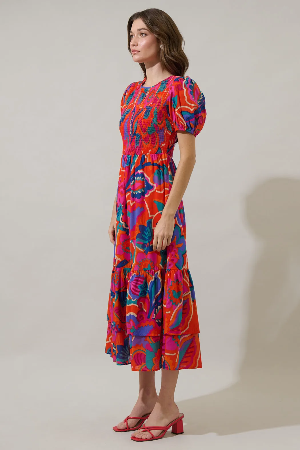 Kahlia Tropics Aruba Smocked Midi Dress sold by Sugarlips product image thumbnail 3