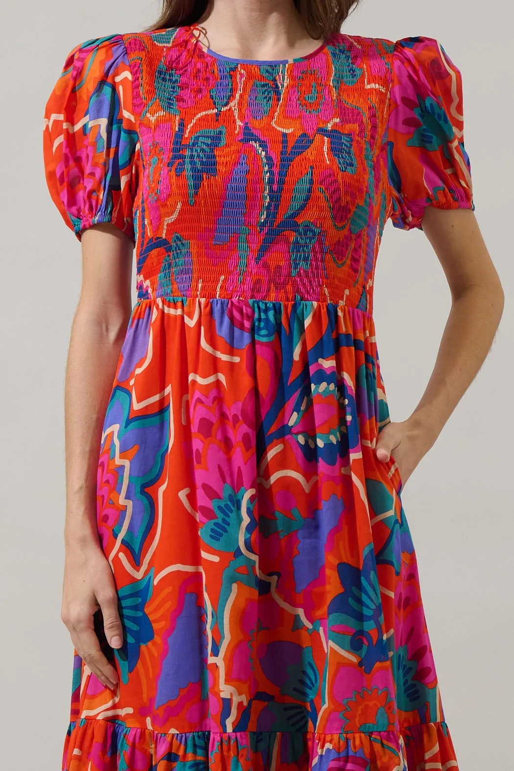 Kahlia Tropics Aruba Smocked Midi Dress sold by Sugarlips product image thumbnail 4