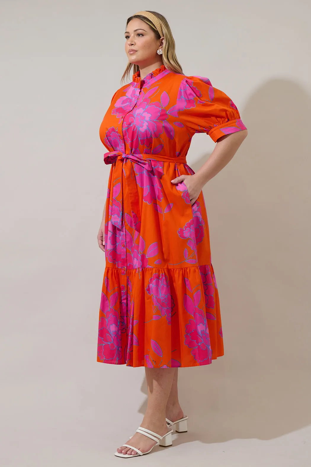Nalani Floral Giles Button Up Midi Dress Curve sold by Sugarlips product image thumbnail 3