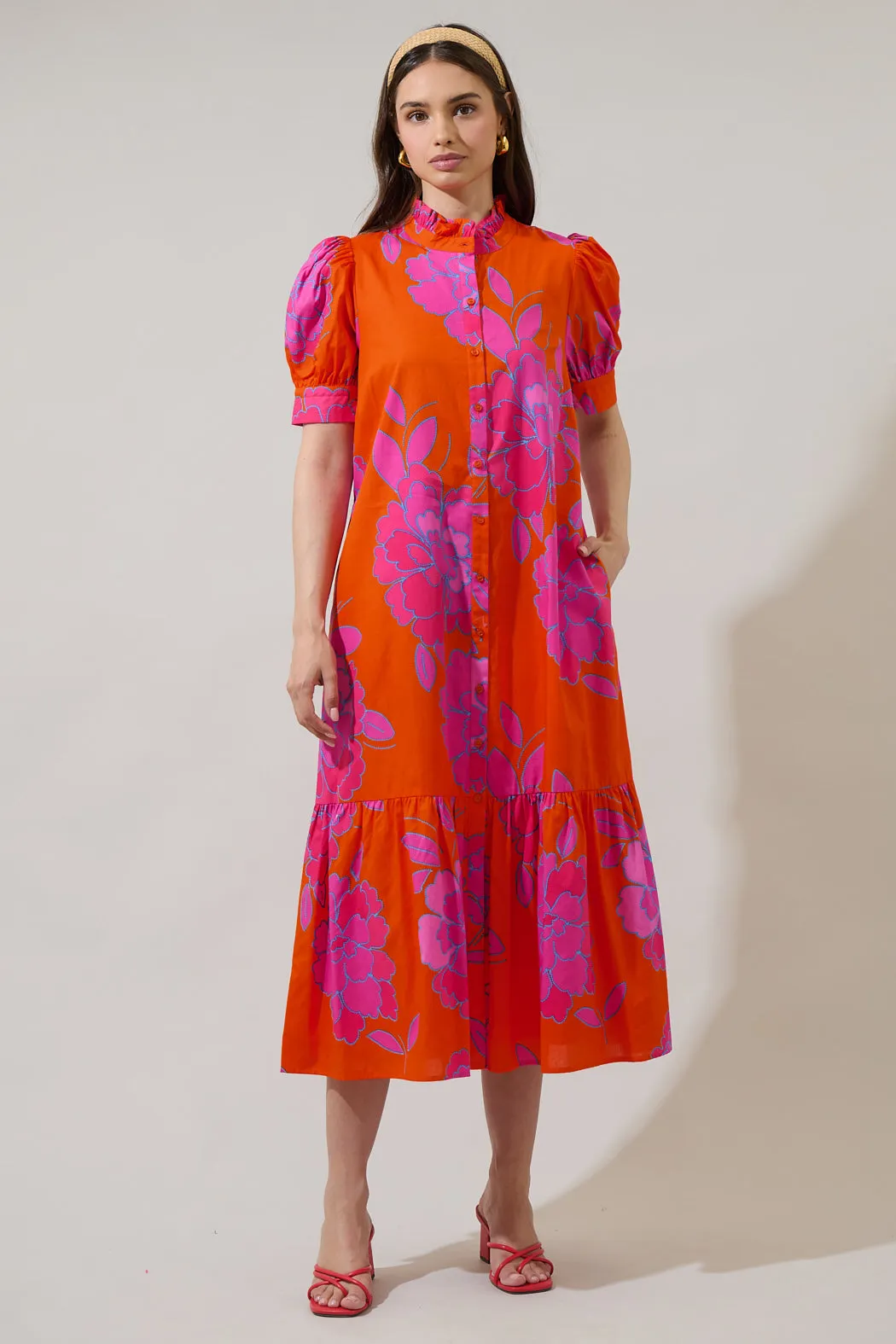 Nalani Floral Giles Button Up Midi Dress sold by Sugarlips product image thumbnail 5