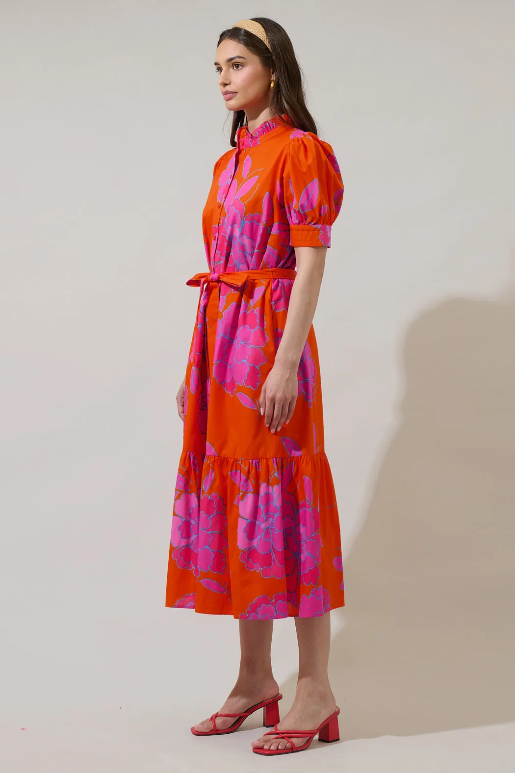 Nalani Floral Giles Button Up Midi Dress sold by Sugarlips product image thumbnail 3