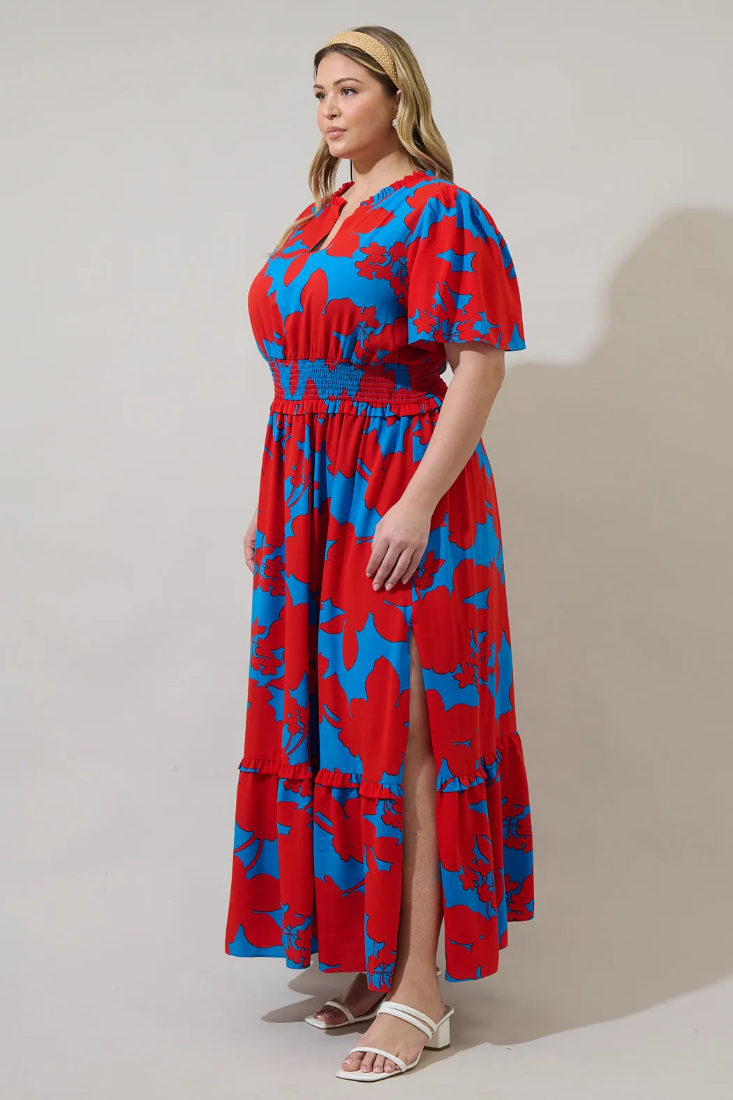 Vianca Floral Valencia Split Neck Maxi Dress Curve sold by Sugarlips product image thumbnail 3