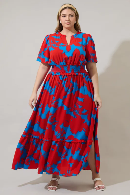 Vianca Floral Valencia Split Neck Maxi Dress Curve sold by Sugarlips