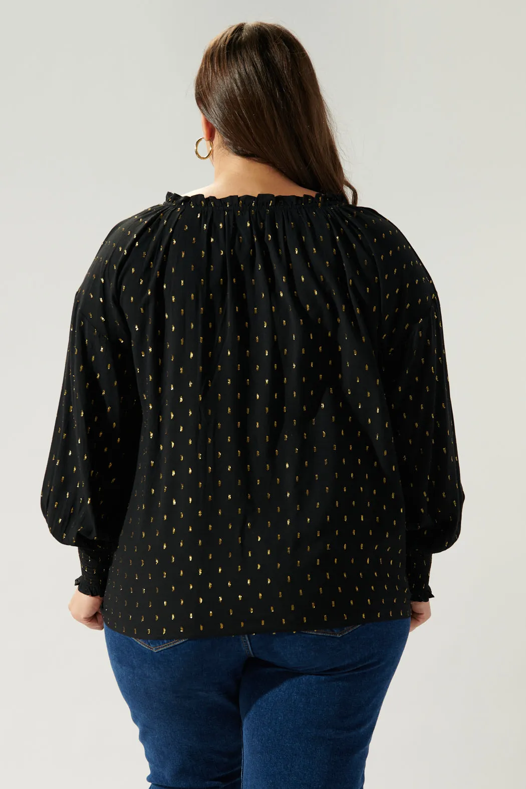 Cyra Gold Fleck Weylin Split Neck Tassel Blouse Curve sold by Sugarlips product image thumbnail 2