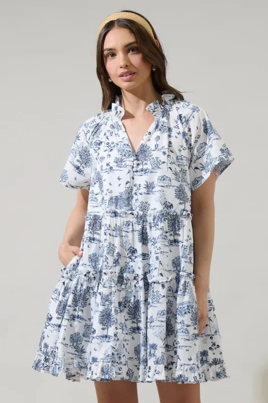 Renzo Toile Pallas Poplin Tiered Mini Dress sold by Sugarlips