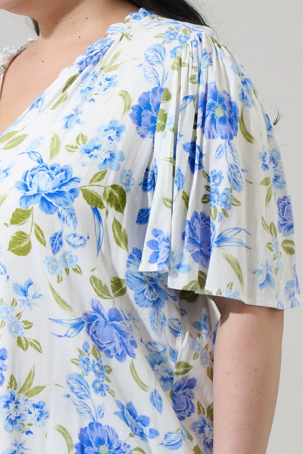 Milla Floral Ruffle Split Neck Dupont Top Curve sold by Sugarlips product image thumbnail 5