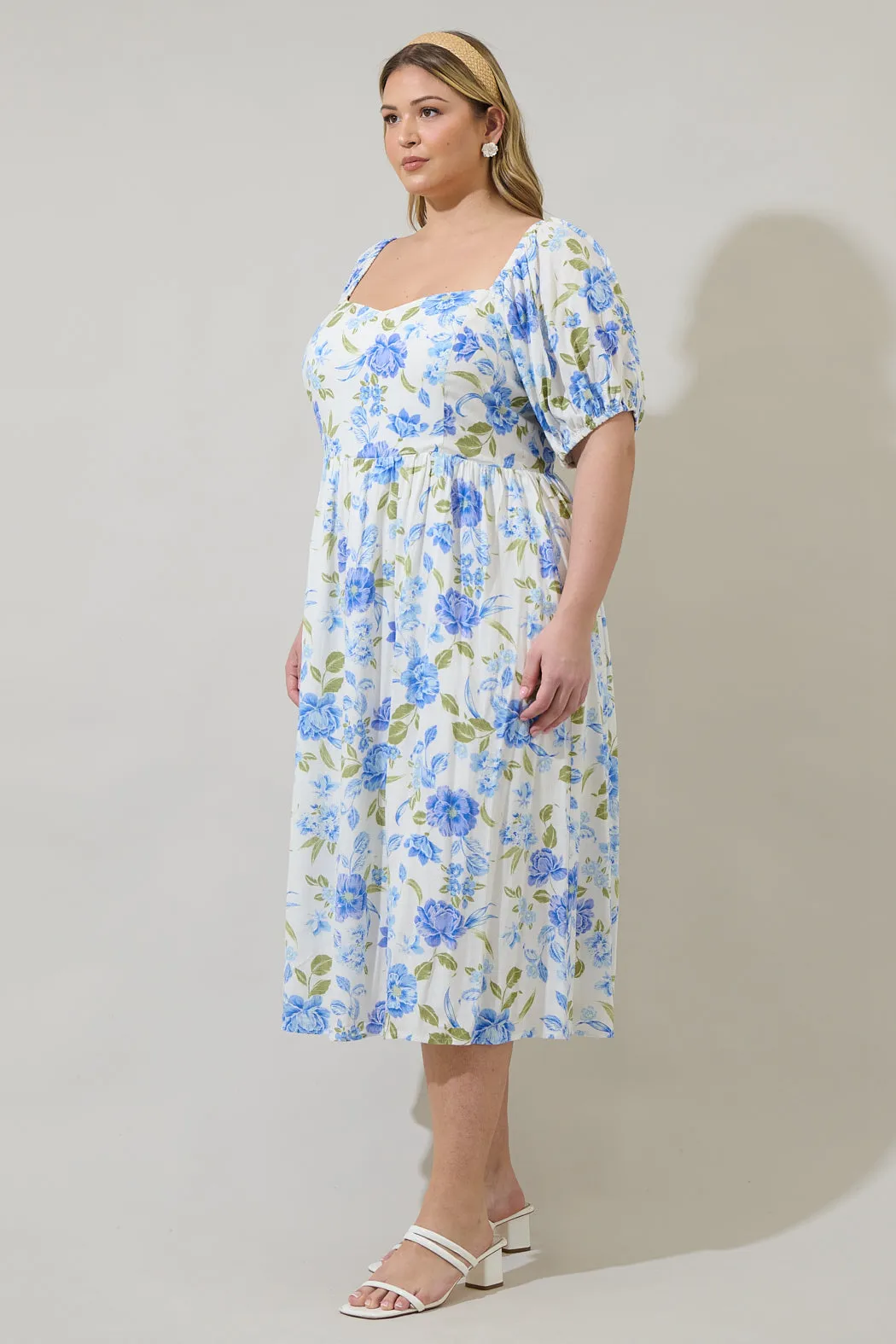Milla Floral Alessi Puff Sleeve Midi Dress Curve sold by Sugarlips product image thumbnail 3