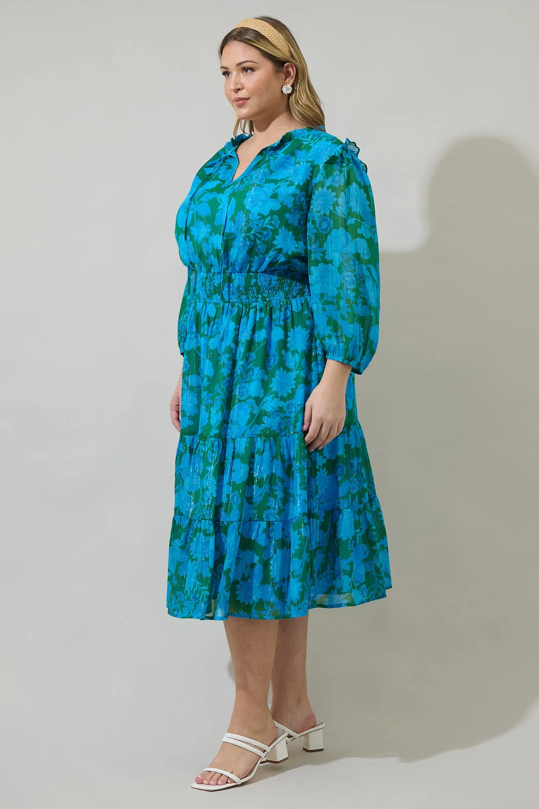 Amren Floral Henri Smocked Midi Dress Curve sold by Sugarlips product image thumbnail 3