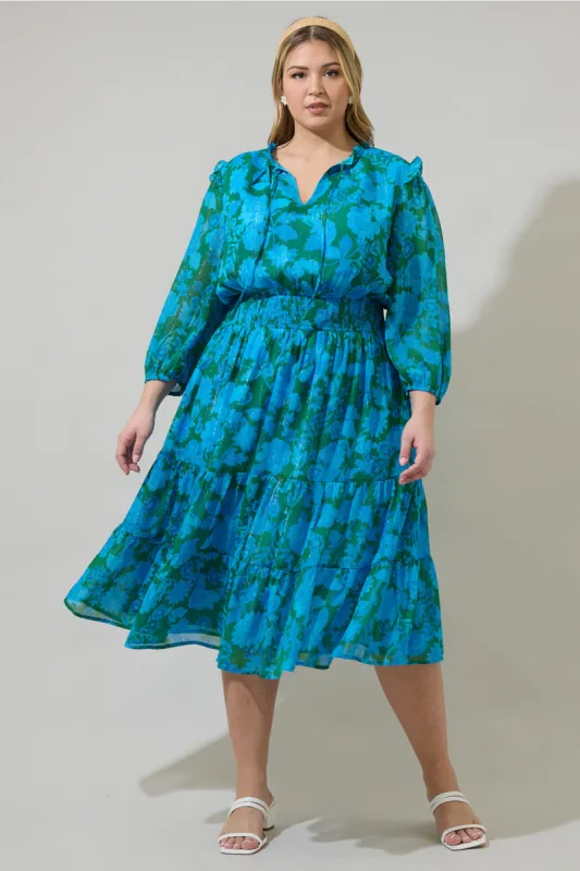 Amren Floral Henri Smocked Midi Dress Curve sold by Sugarlips