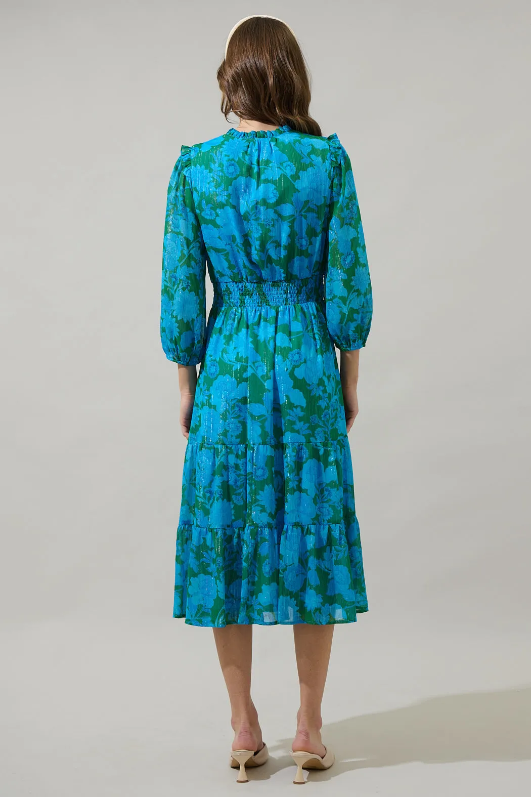 Amren Floral Henri Smocked Midi Dress sold by Sugarlips product image thumbnail 2