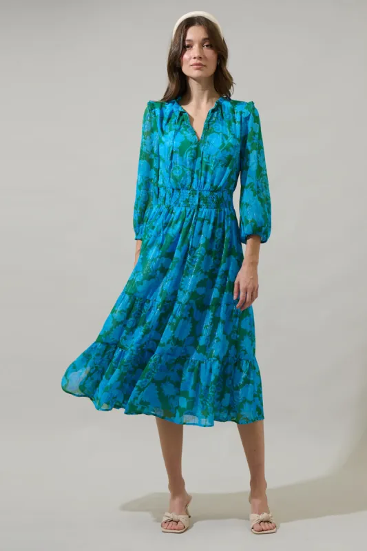 Amren Floral Henri Smocked Midi Dress sold by Sugarlips