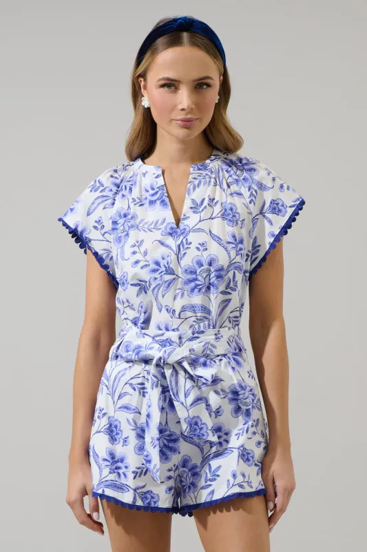 Maeve Floral Ayla Split Neck Top sold by Sugarlips