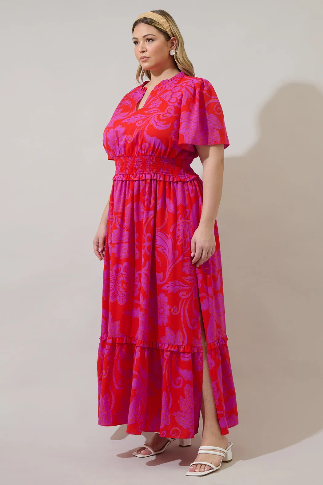 Imara Floral Valencia Split Neck Maxi Dress Curve sold by Sugarlips product image thumbnail 3