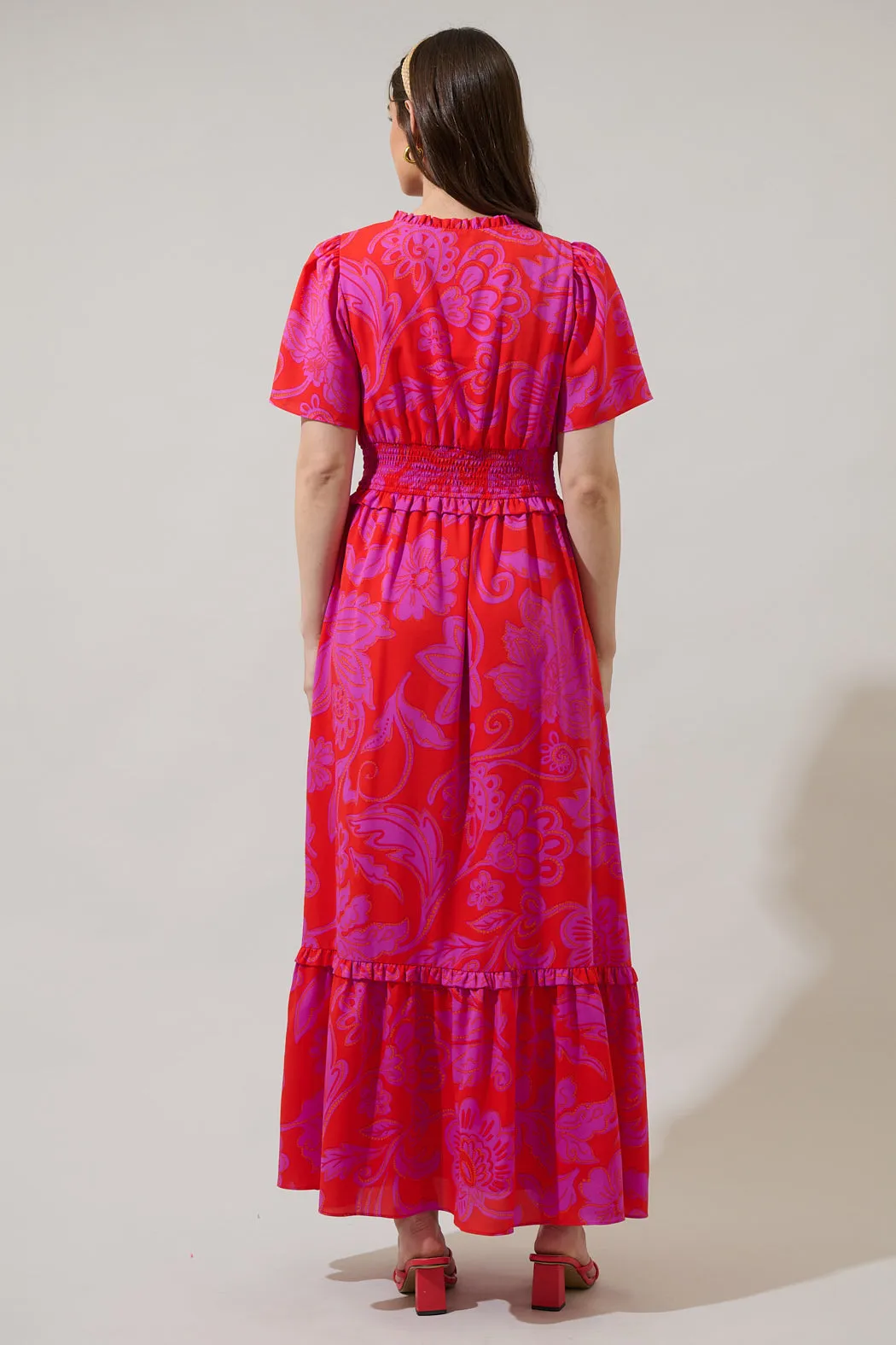 Imara Floral Valencia Split Neck Maxi Dress sold by Sugarlips product image thumbnail 2