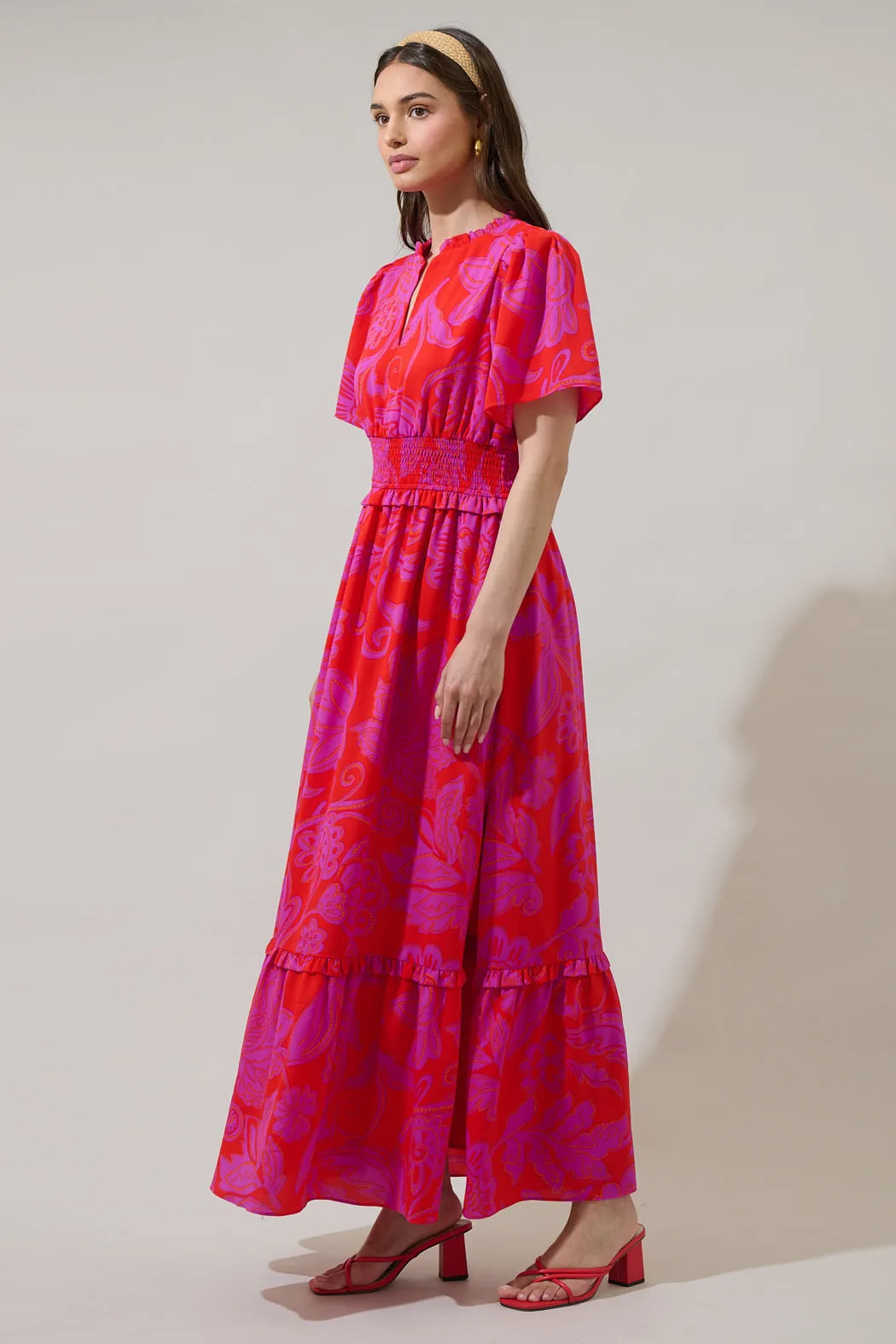 Imara Floral Valencia Split Neck Maxi Dress sold by Sugarlips product image thumbnail 3