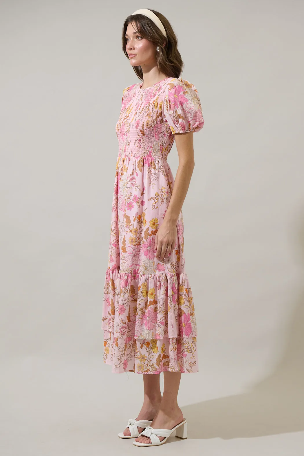 Solanda Floral Aruba Smocked Midi Dress sold by Sugarlips product image thumbnail 3