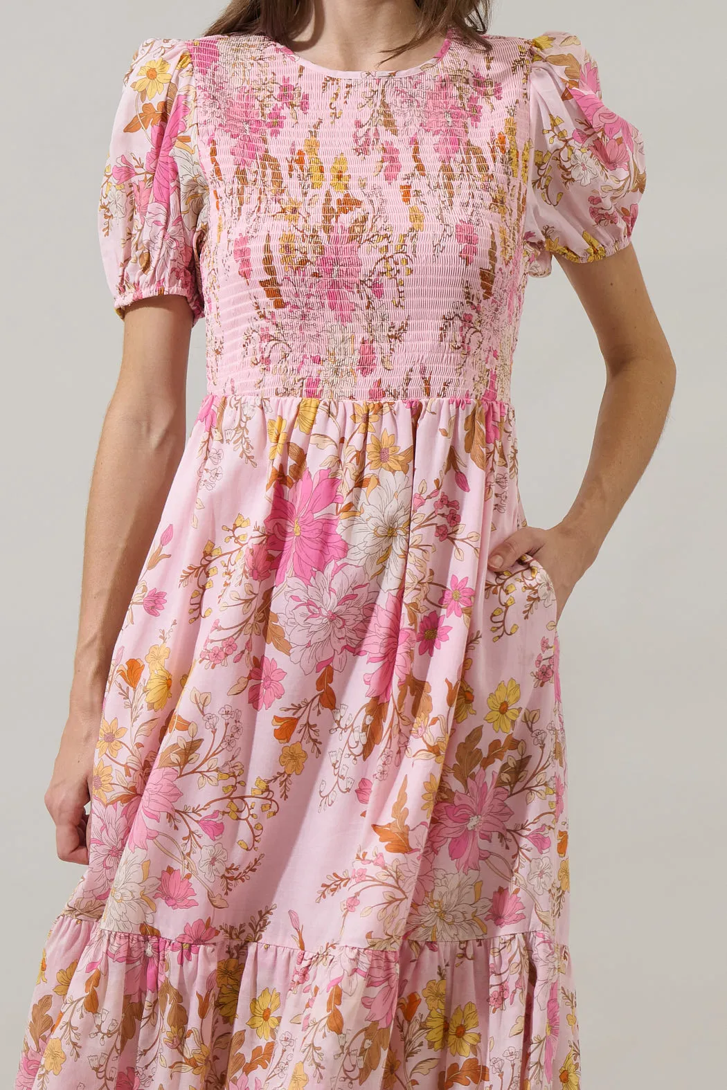 Solanda Floral Aruba Smocked Midi Dress sold by Sugarlips product image thumbnail 4