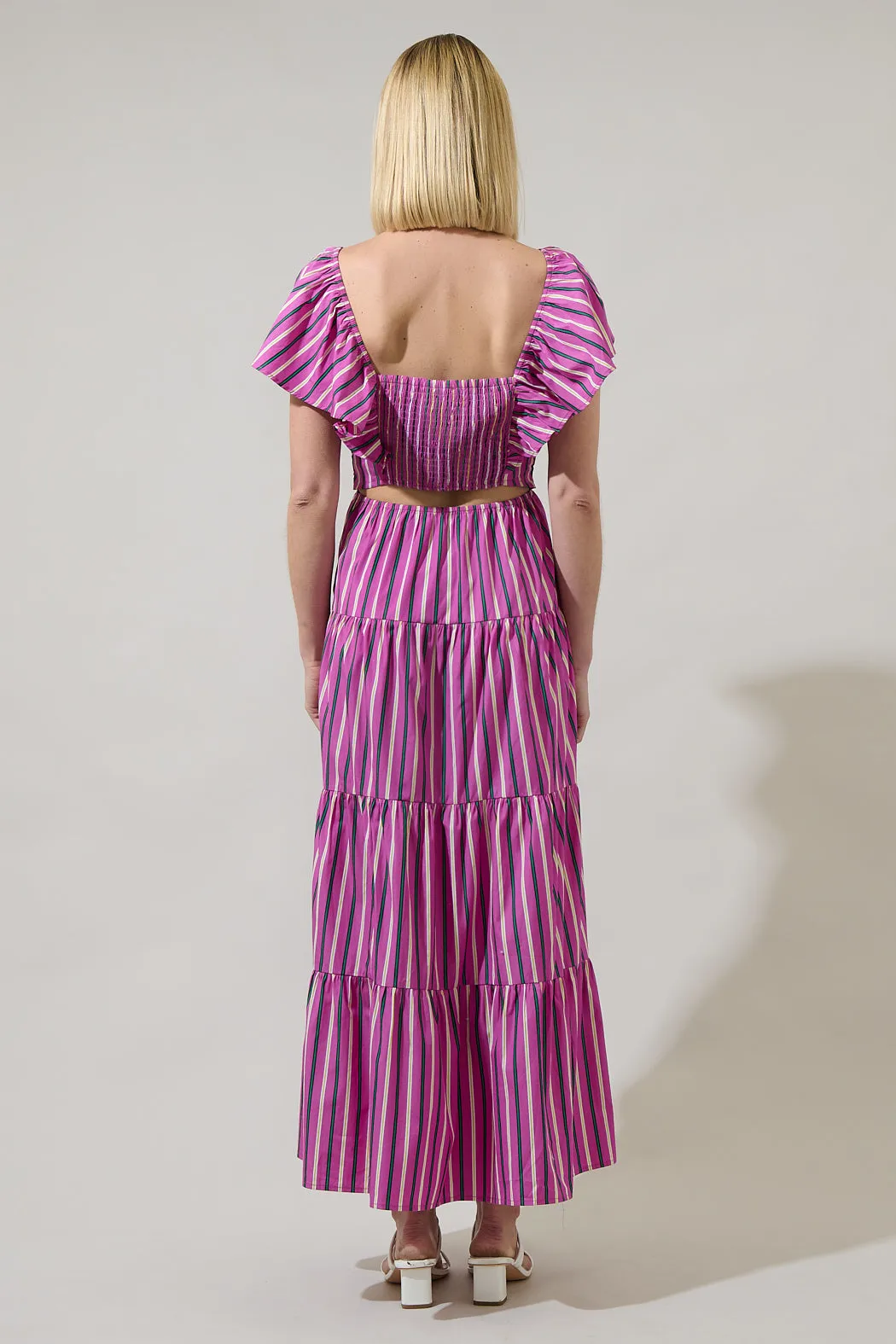 Mursy Striped Nala Tiered Smocked Maxi Dress sold by Sugarlips product image thumbnail 2