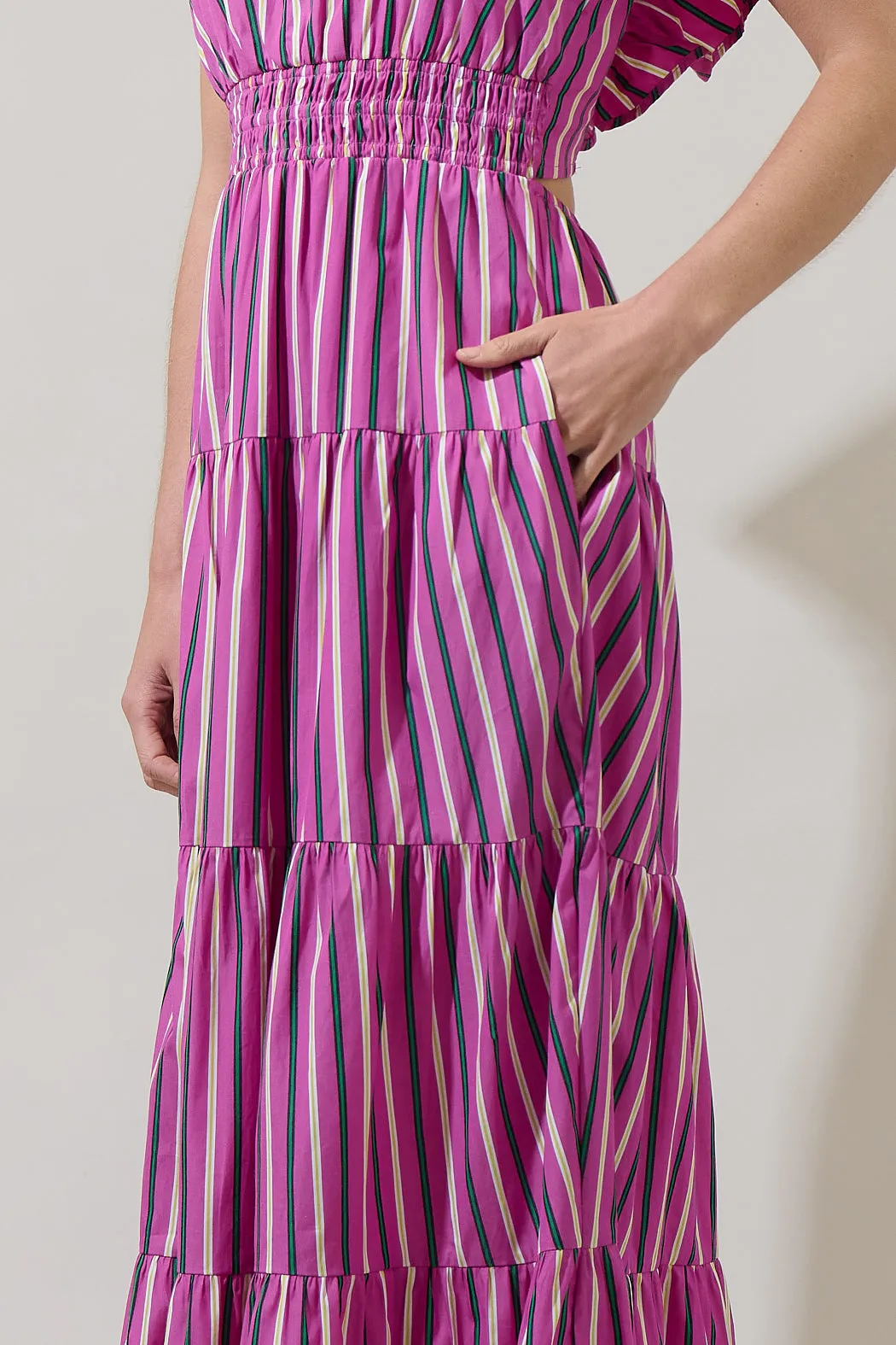 Mursy Striped Nala Tiered Smocked Maxi Dress sold by Sugarlips product image thumbnail 4