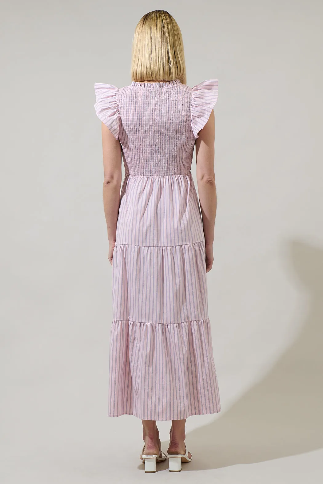 Lula Striped Sunfire Tiered Midi Dress sold by Sugarlips product image thumbnail 2