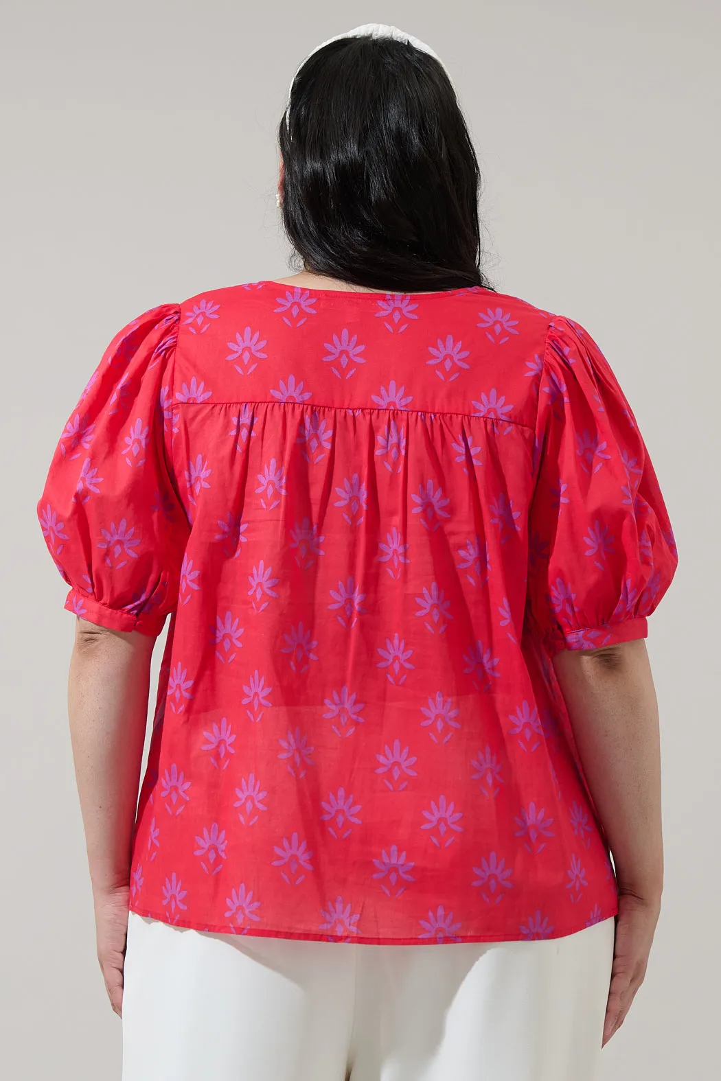 Delmas Floral Louisa Split Neck Top Curve sold by Sugarlips product image thumbnail 2