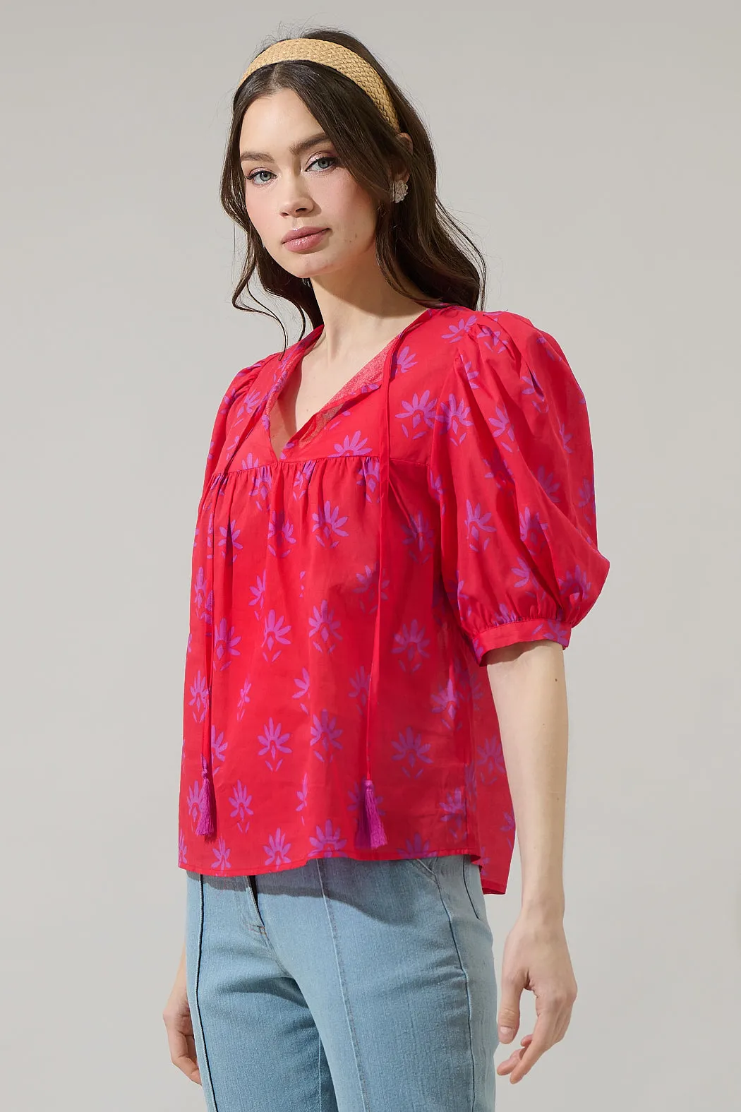 Delmas Floral Louisa Split Neck Top sold by Sugarlips product image thumbnail 3