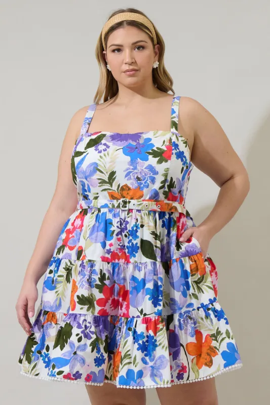Amania Floral Nayra Tiered Poplin Mini Dress Curve sold by Sugarlips