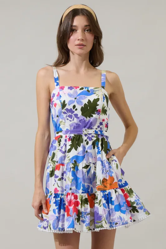 Amania Floral Nayra Tiered Poplin Mini Dress sold by Sugarlips