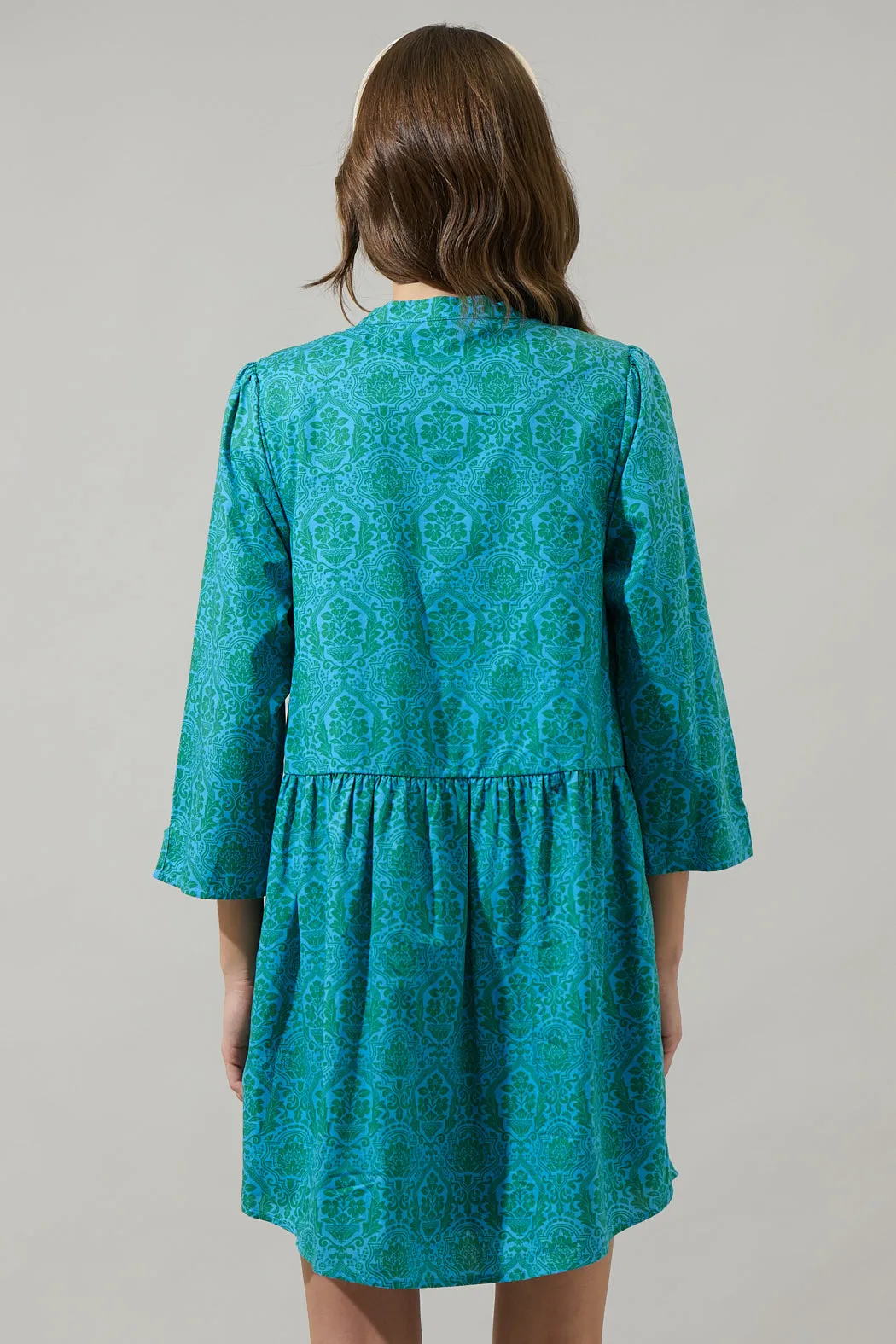 Leila Floral Brie Button Down Mini Dress sold by Sugarlips product image thumbnail 2