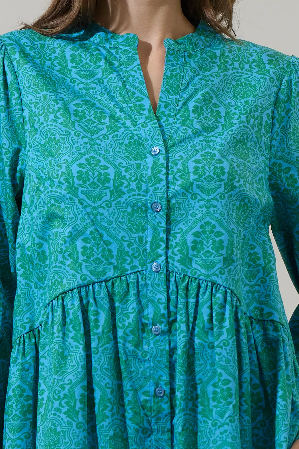 Leila Floral Brie Button Down Mini Dress sold by Sugarlips product image thumbnail 5