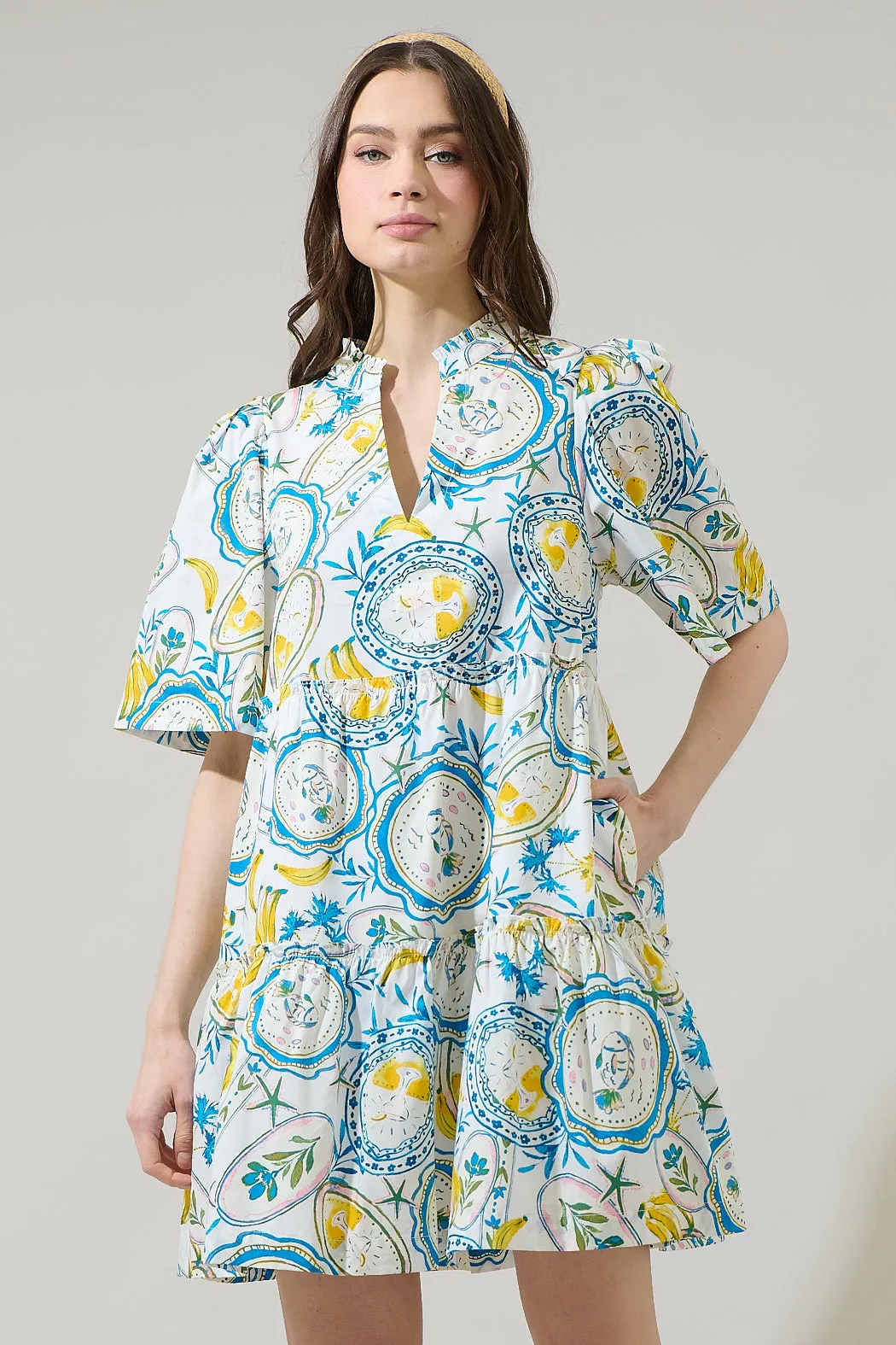 Harvest Island Dixie Split Neck Shift Dress sold by Sugarlips