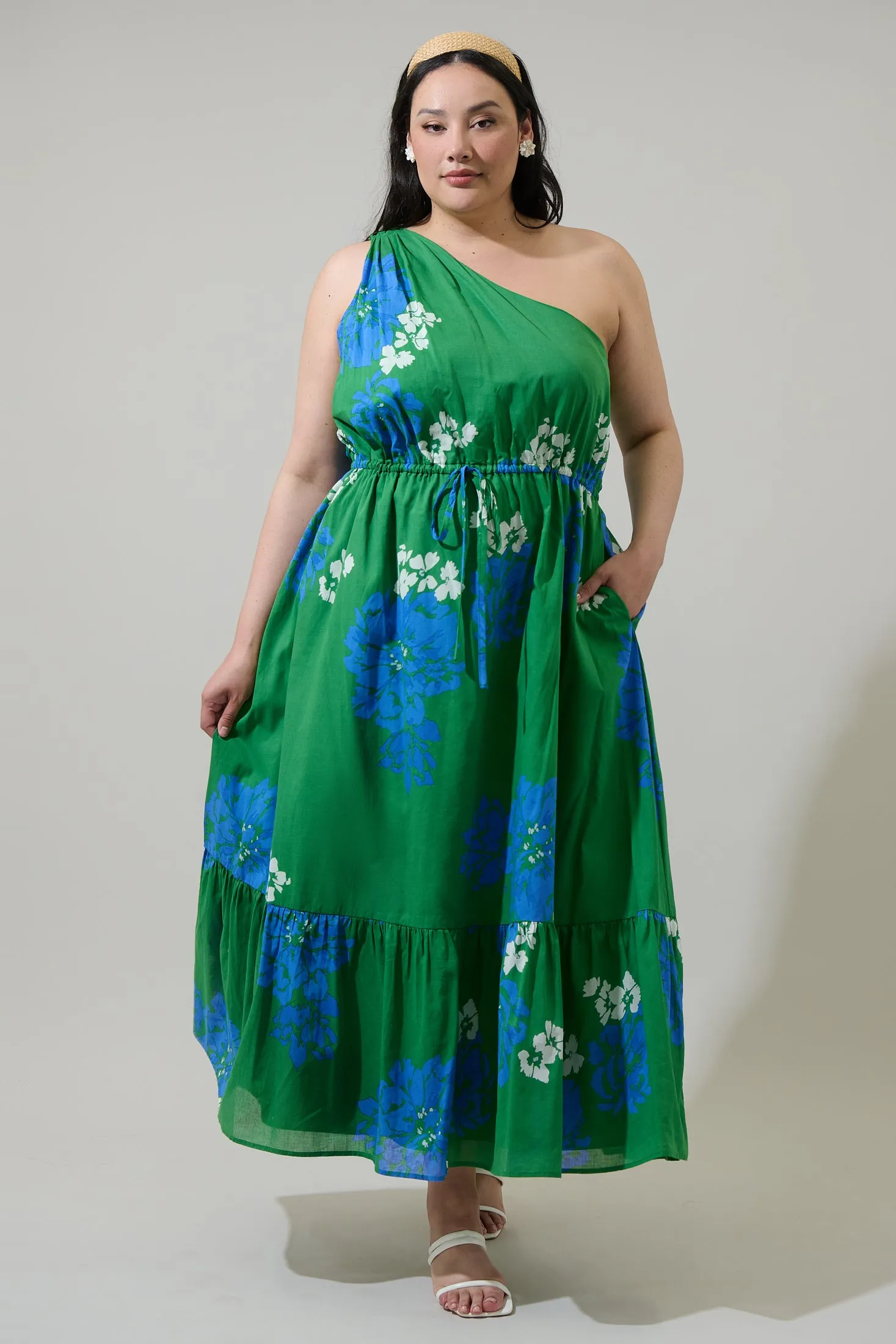 Hemmi Floral Elya One Shoulder Maxi Dress Curve sold by Sugarlips