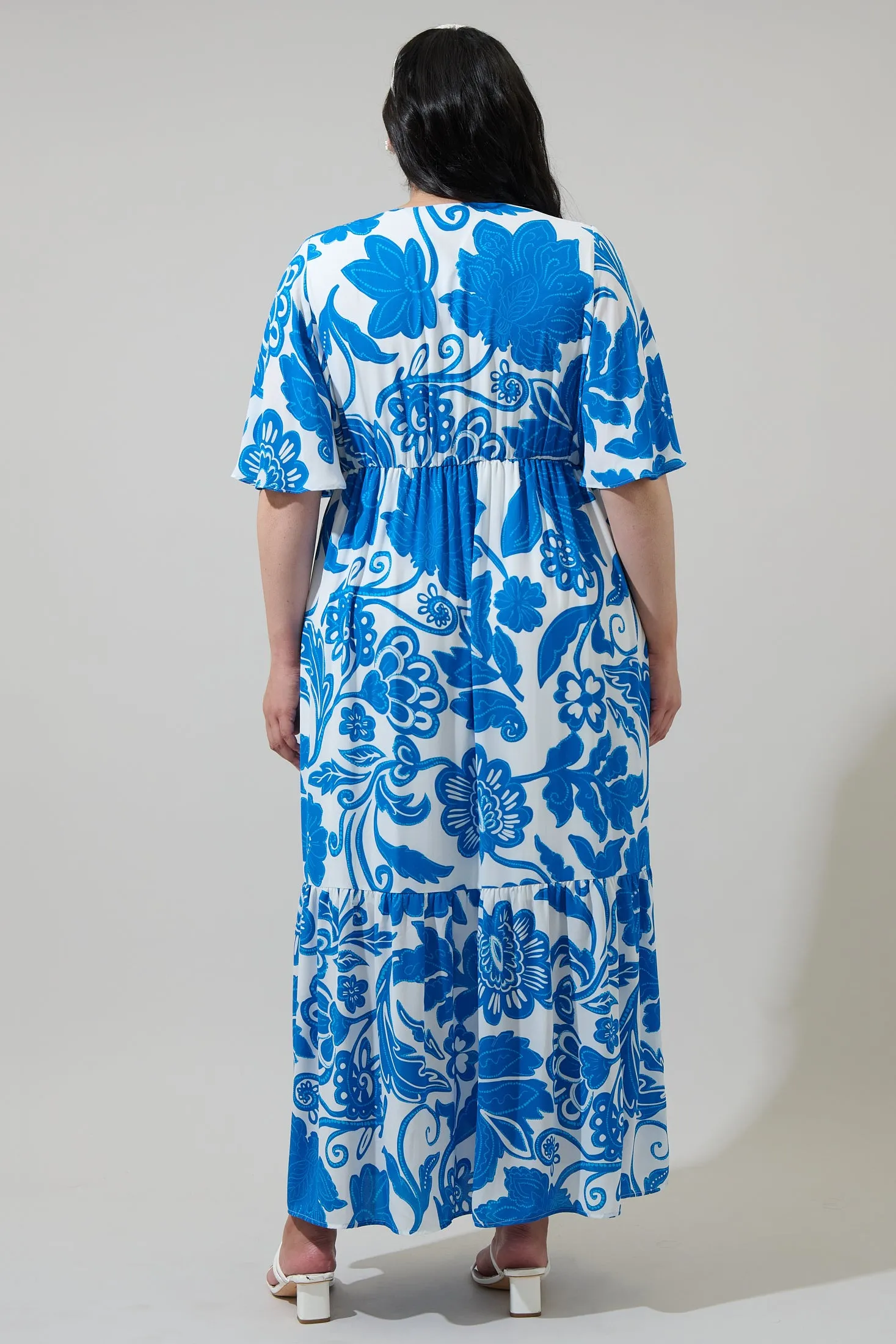 Iva Floral Pismo Button Down Flutter Maxi Dress Curve sold by Sugarlips product image thumbnail 2