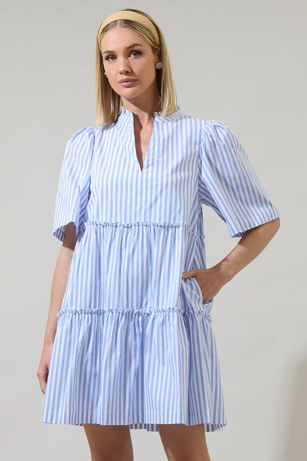 Boe Striped Dixie Split Neck Shift Dress sold by Sugarlips
