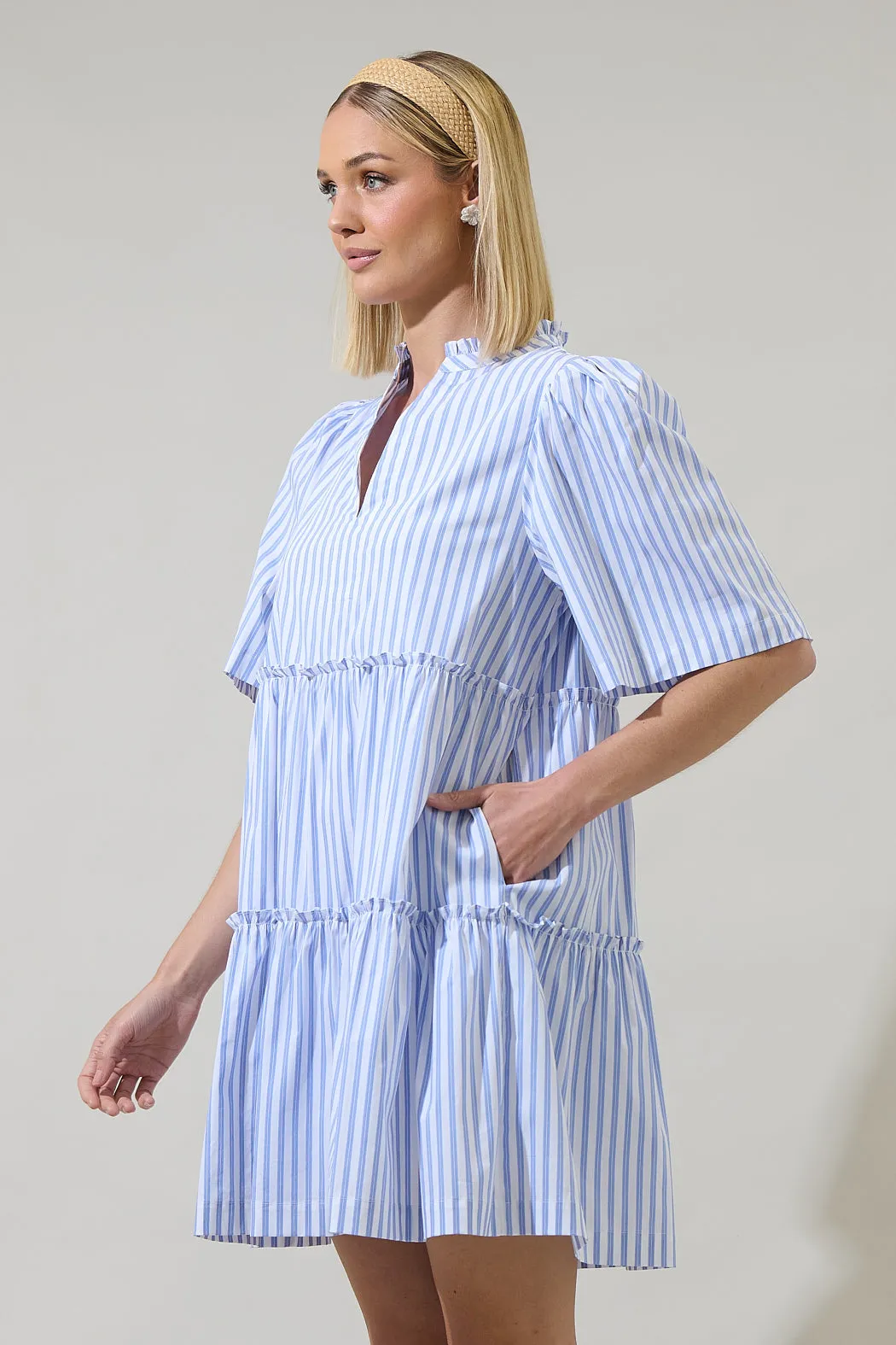 Boe Striped Dixie Split Neck Shift Dress sold by Sugarlips product image thumbnail 3
