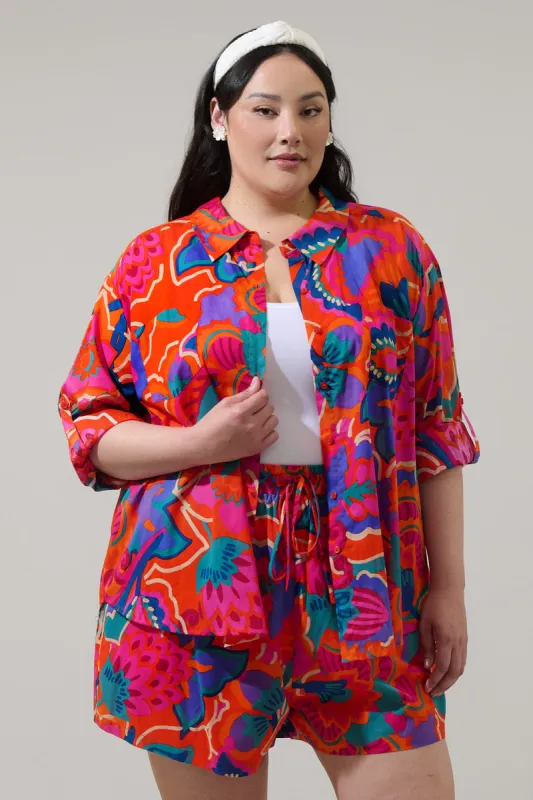 Kahlia Tropics Aya Button Down Shirt Curve sold by Sugarlips
