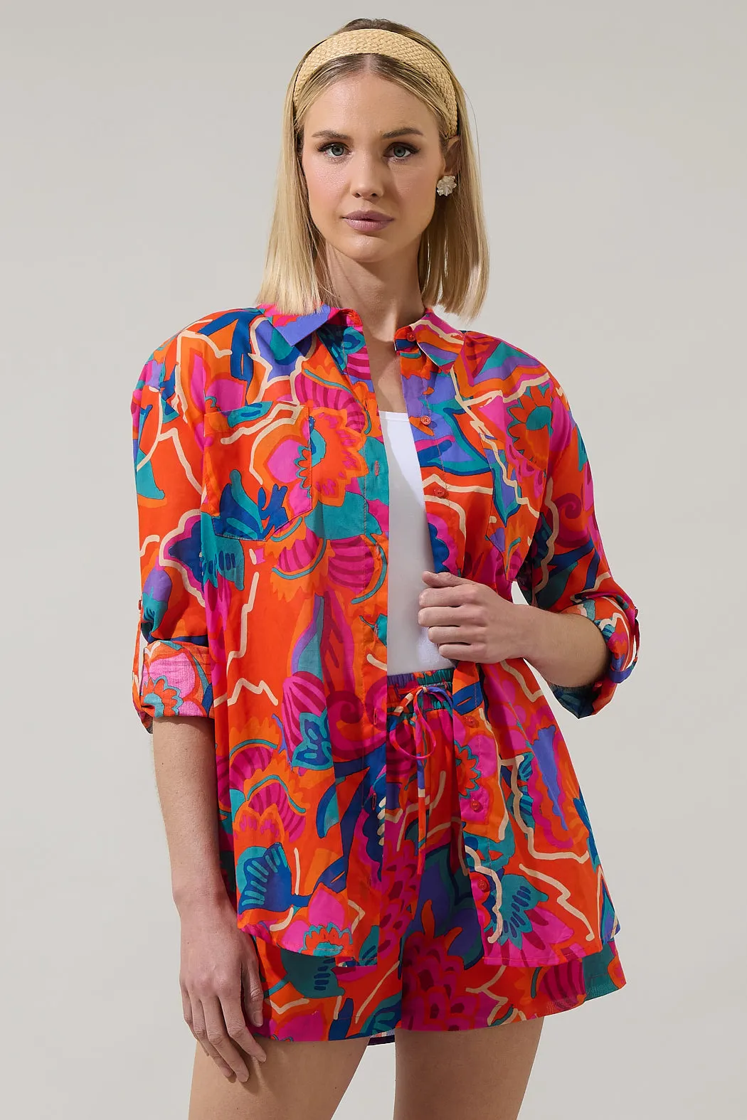Kahlia Tropics Aya Button Down Shirt sold by Sugarlips